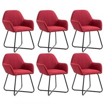 Sillas de Comedor de Tela 6 Piezas Vino Tinto