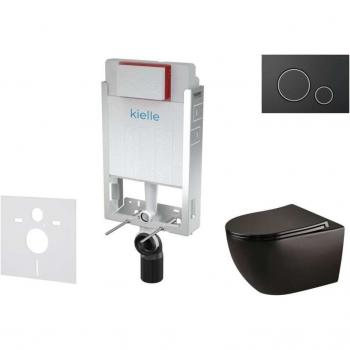 Set di Installazione Genesis: Vaso Gaia, CoproSoftClose, Placca Gemini II Nero/Cromo 30505SZ31