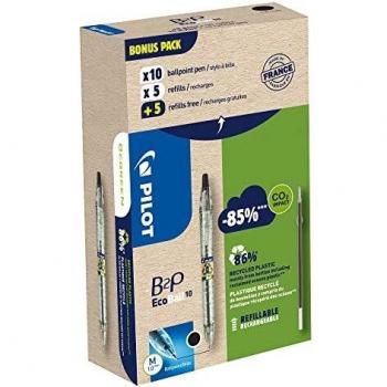 Pilot Begreen B2P Ecoball Set, 20 Stück (Schwarz/Blau, nachfüllbar, 0,6 mm)