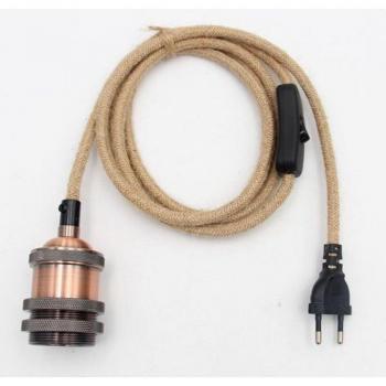 Portalámpara de Estilo Vintage con Enchufe Europeu y Cable Retro