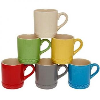 Spectrum Sip Stoneware Mugs – 6 Count, Multi‑Color