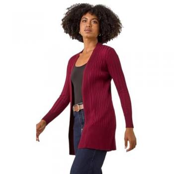 Cardigan à Côtes Longline Rouge Roman