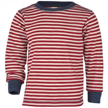 Woll-Langarmshirt BASIC KIDS gestreift in rot melange