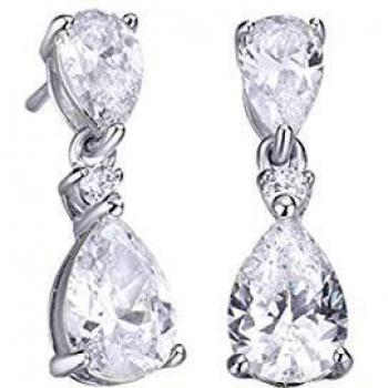 Pendientes Signature de Plata con Circonitas y Acabado en Platino Vidal & Vidal