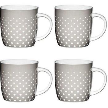 Set of 4 Grey Polka Dot Barrel Mugs