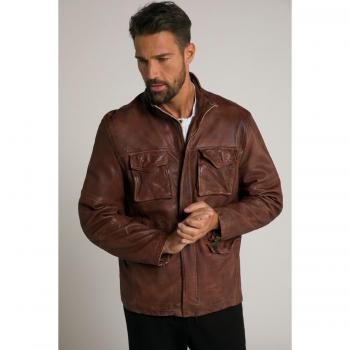 JP1880 Plus Size Lamb Nappa Leather Jacket, Brown, 5XL, Polyester/Cotton/Leather