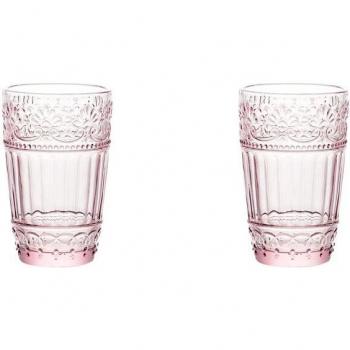 Pink Glass Milk Cup with Flower Relief