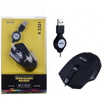 Ratón Mini Retráctil 1200 DPI Negro