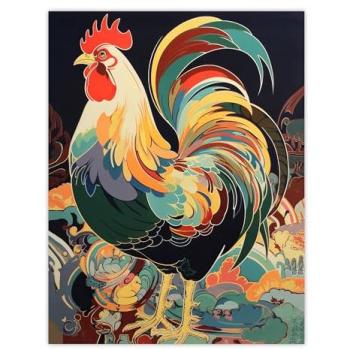 Modern Cockerel Color Splash XL Art Poster – 24 x 32