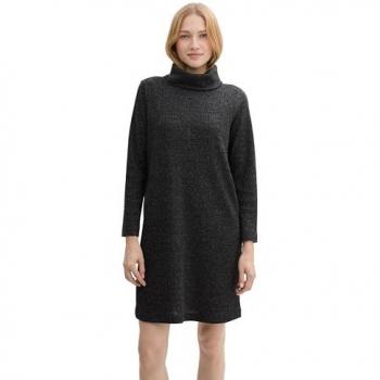 Midikleid Tom Tailor – schwarze Waffelstruktur, Unisex, 40