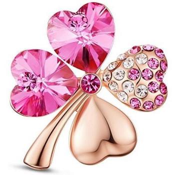 Broche Trèfle Porte Bonne Chance en Argent avec Micro Pave