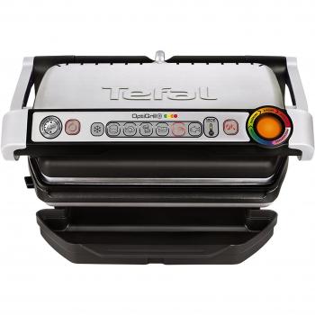 Tefal OptiGrill+ GC712D | Intelligent Contact Grill with 6 Programs and Non-stick Plates, Black/Stainless Steel