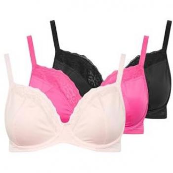Black 46G Mesh Underwire Bra Pack of 3