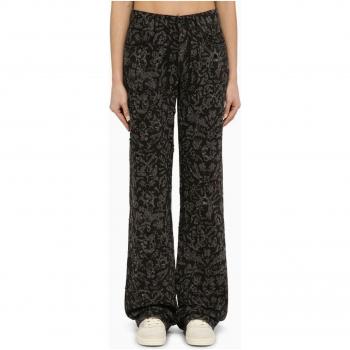 Off-White Women's Black Denim Wide Jeans Size 26