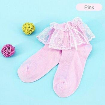 5 pares de medias para niñas, blancas y rosas, estilo malla, tobillo con encaje, ideales para danza y ballet