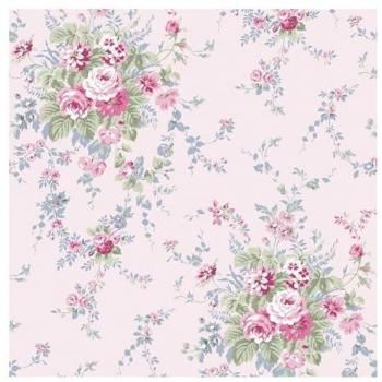 Pink & Blue Shabby Chic Garden Floral Wallpaper Roll