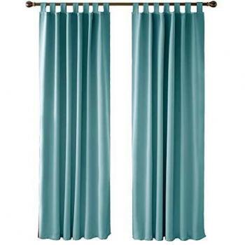 Deconovo Wohnzimmer Gardine 175x140 cm Himmelblau 2er Set