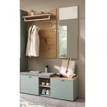 Lomadox Garderoben Set BLISS-36, 3-teilig, grün matt Eiche