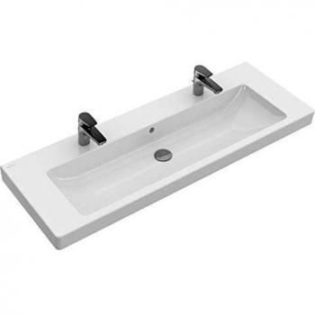 Villeroy & Boch Subway 2.0 Waschbecken mit 2 Hahnlöchern 1300 mm Weiß Alpin
