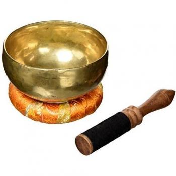 Klangschalen-Set mit Gravur Blume des Lebens Größe L: Traditionelle Klangschale mit Gravur Blume des Lebens