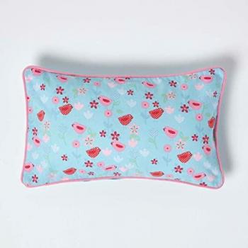 Housse de coussin en coton avec design Oiseaux et Fleurs, 30 x 50 cm