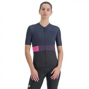 Maglia Ciclismo Sportful Snap a Maniche Corte Donna Nero Blu Lilla