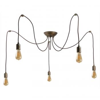 Lampada a sospensione 5 luci Allen, ottone antico