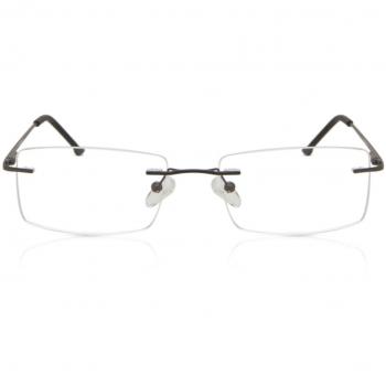 Gafas Hombre: Armazón Metal Gris Rectángulo, Montura Completa y Lente Recetado