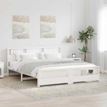 VidaXL Bett mit Kopfteil Weiß 180 x 200 cm Holzwerkstoff