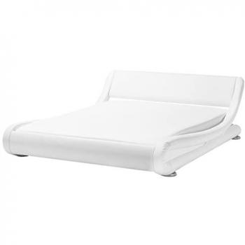 Lit double en simili-cuir blanc 180 x 200 cm AVIGNON