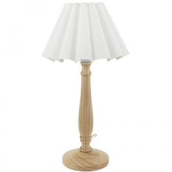 Scalloped Tapered Shade Light Wood Candlestick Table Lamp