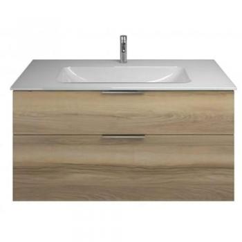 Burgbad Eqio Waschtischkombination mit Glaswaschtisch 122 cm, mit Griff G0146