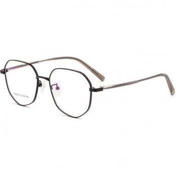 Lunettes à monture métallique pour myopie, branches en acétate, style rétro, polygone