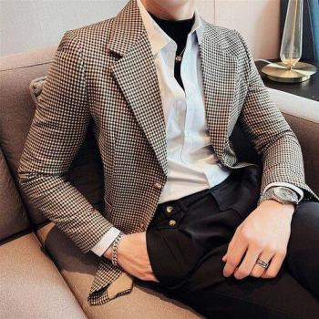 Heren Slim Houndstooth Blazer