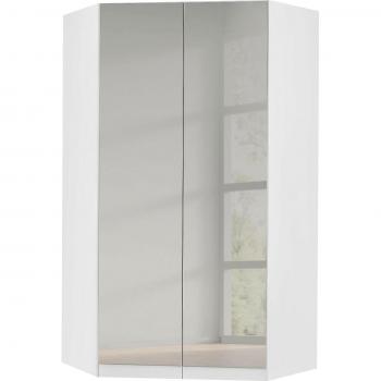 Eckschrank RAUCH Celle – weiß Spiegeloptik, Maße: 117 cm Breite × 210 cm Höhe × 117 cm Tiefe, Holzwerkstoff