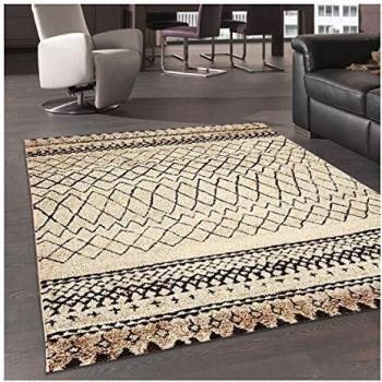 Tapis d'entrée ou de salon, rectangulaire 40x60 cm, en style berbère marocain, avec design moderne, couleur beige, adapté au chauffage par le