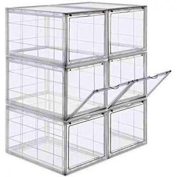 SONGMICS Organisateurs à chaussures empilables, Transparent, 28 x 36 x 22 cm
