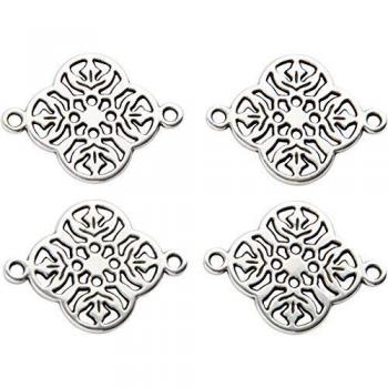 Pendentif en D 15 mm 1,2 mm trou argenté 4 pcs
