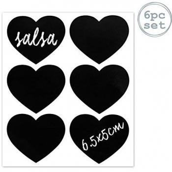Chalkboard Heart Jar Labels in Black – 6 Pieces