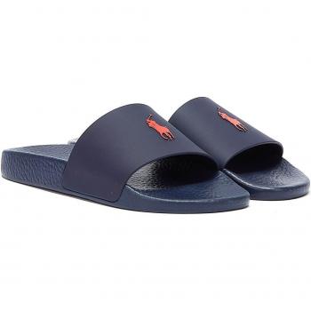Polo Ralph Lauren Front Logo Ciabatta Slides, Blue, Size 11 US