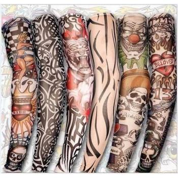 Tatouages temporaires en nylon élastique 2 pièces pour bras pour hommes et femmes