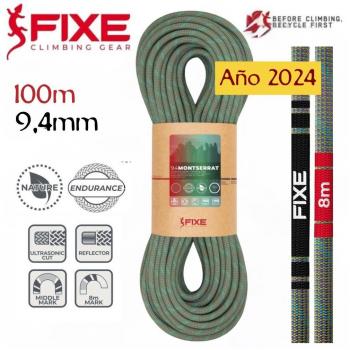 9.4mm Green Montserrat Climbing Rope 100m by Fixe