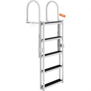 VEVOR 5‑Step Pontoon Boat Ladder – Retractable, 350 lb Capacity, 66.9″–78.9″ Height Range
