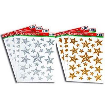 Accessori per Finestre Natalizi Globe Star Glasses in Colori Vari con Glitter Oro