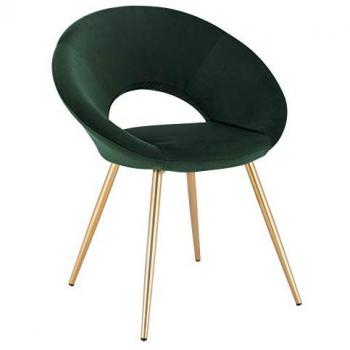 Poltrona Moderna Verde Scuro in Velluto con Gambe in Metallo Gold