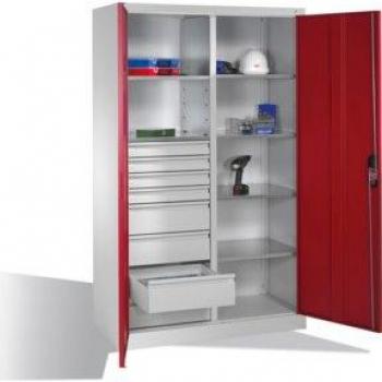 Armoire à outils avec portes battantes et tiroirs