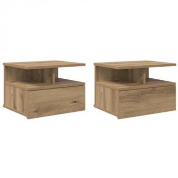 Table de chevet murale en chêne naturel 40×31×27 cm