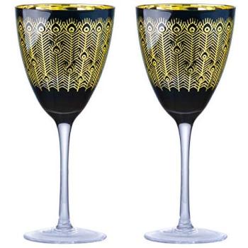 Midnight Feather Wine Glasses