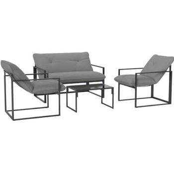 Contemporary 4-Piece Patio Sofa Set with Coffee Table