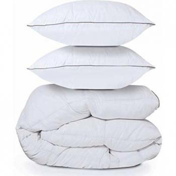 Couette 240x220 cm en Plume d'oie 500g/m² Anti acarien + 2 oreillers